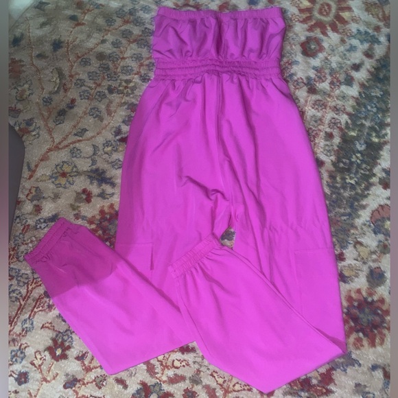 Women's Fuchsia Strapless Jumpsuit - Picture 4 of 5